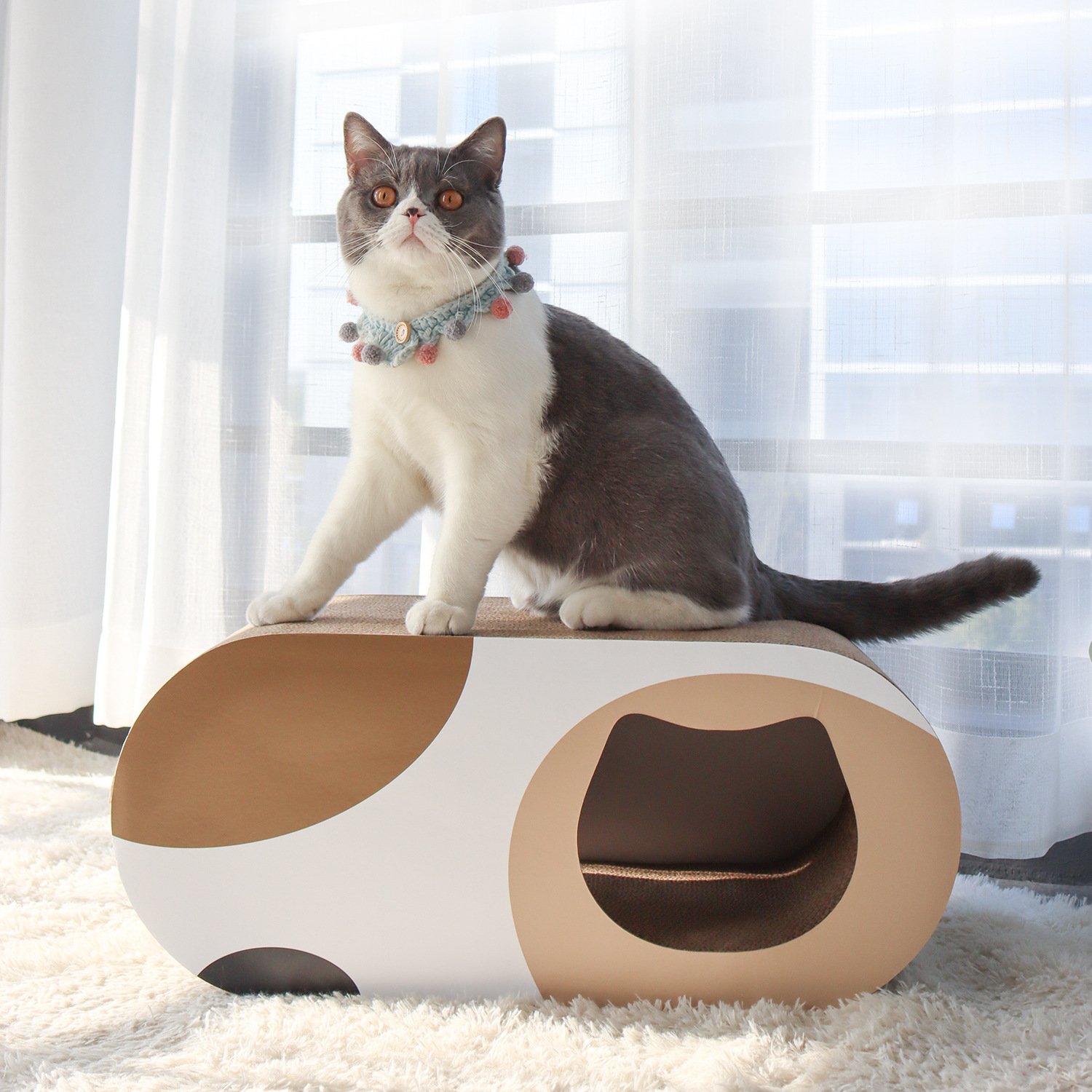 猫抓板猫窝一体耐磨抓不掉屑猫咪玩具猫隧道猫爪板磨爪板宠物用品