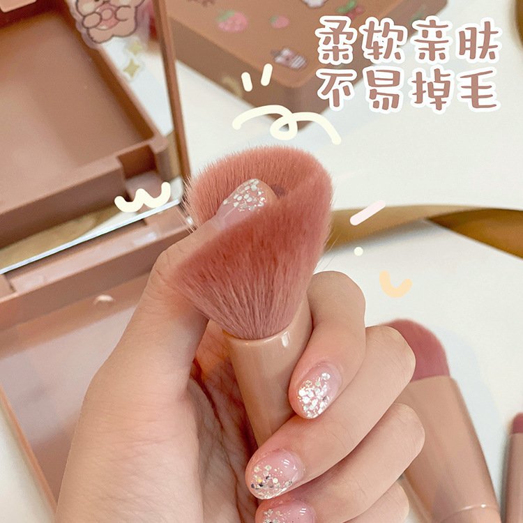 便携款5支化妆刷套装带镜迷你多功能散粉刷粉底刷眼影刷晕染刷muf - 图片 3