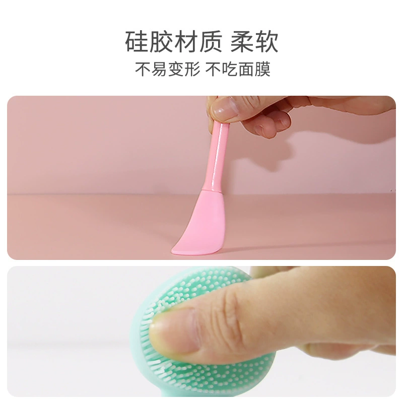 硅胶洗脸刷 按摩化妆卸妆毛孔清洁洁面刷两用双头泥膜刷 - 图片 4