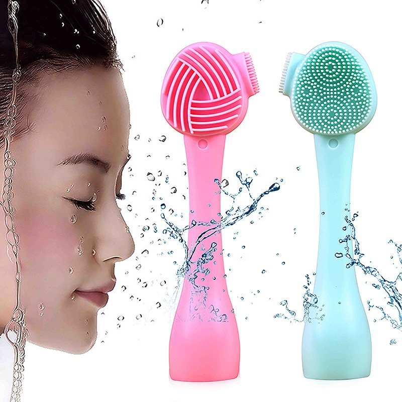 硅胶洗脸刷 按摩化妆卸妆毛孔清洁洁面刷两用双头泥膜刷