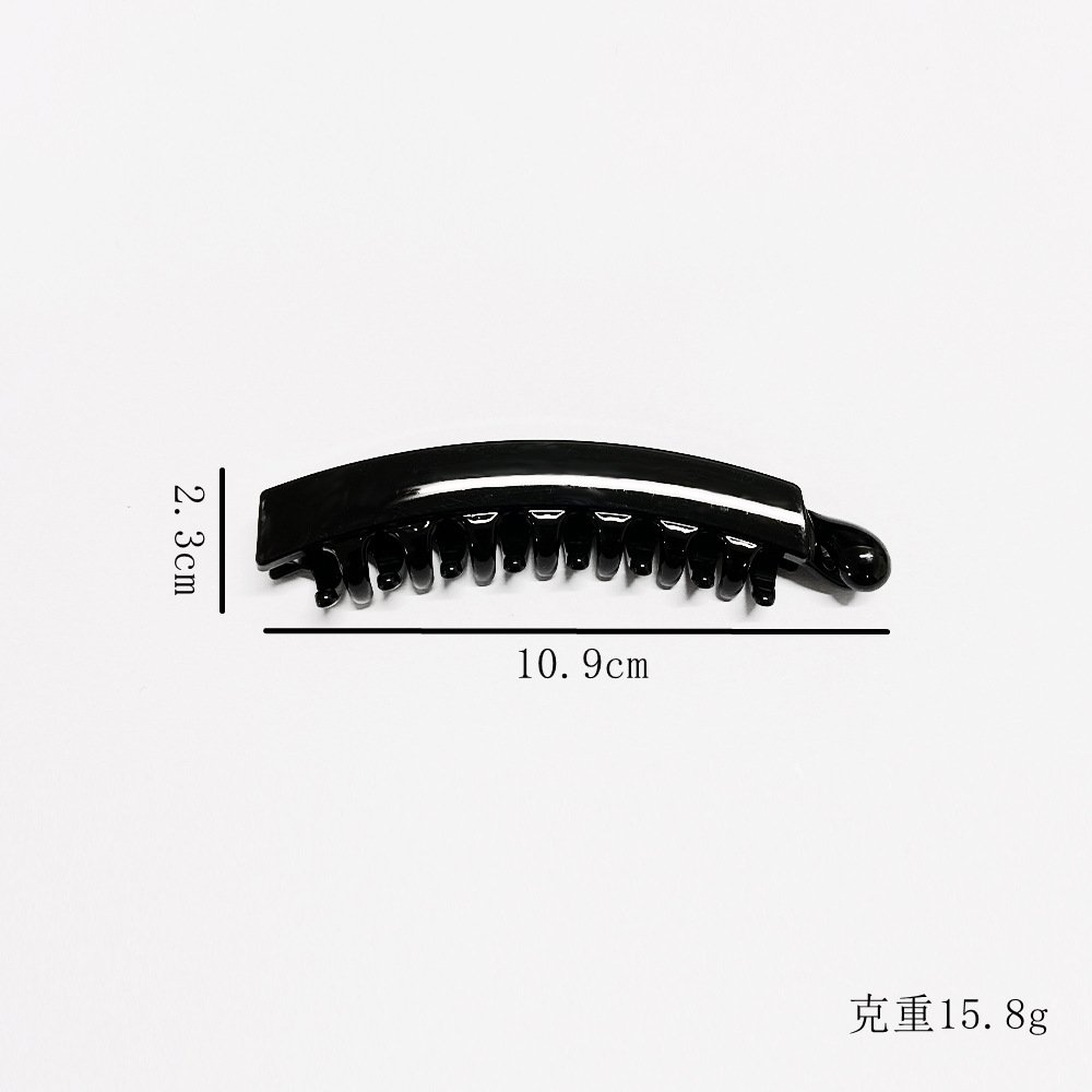 黑色亮面时尚香蕉夹跨境亚马逊发饰简约风经典款发夹裸夹 - 图片 2