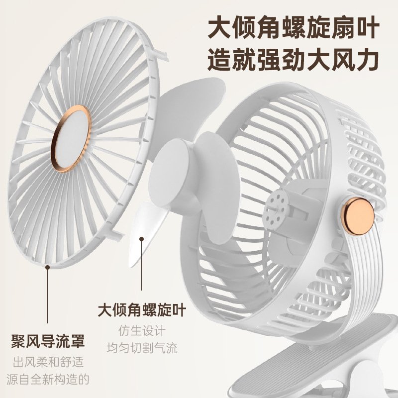 多功能夹子风扇桌面空气循环扇便携式USB夜灯宿舍壁挂式电风扇 - 图片 4