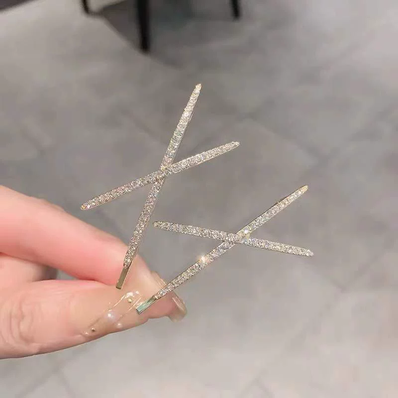 花朵时尚蝴蝶珍珠水钻一字夹发夹侧边网红刘海夹头发夹子金属发饰 - 图片 4