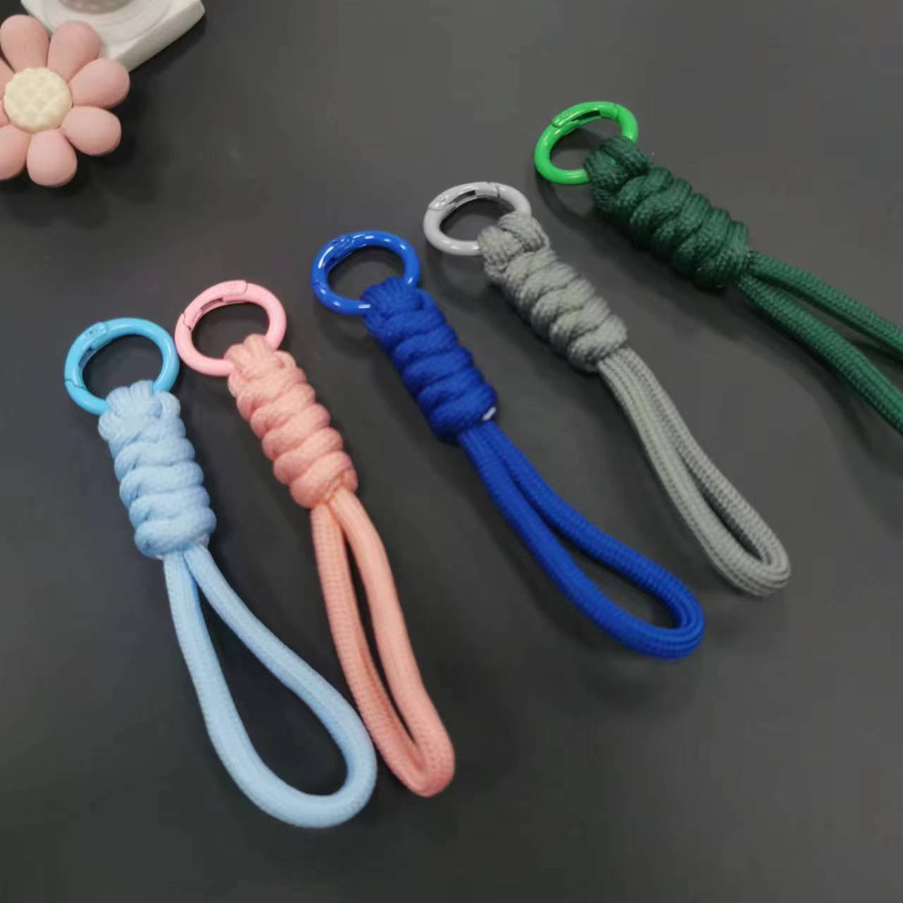 彩色钥匙扣挂绳防丢钥匙圈手机配件涤纶短绳挂件批发手机壳钥匙链 - 图片 4