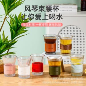 网红泡茶杯礼品玻璃杯高颜值防烫风琴束腰杯礼品咖啡杯伴手礼水杯