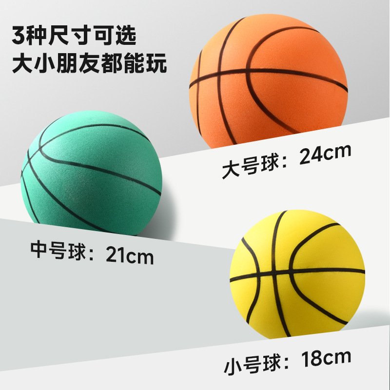 静音球PU静音篮球家用室内幼儿无声拍拍球儿童球类弹力球玩具篮球