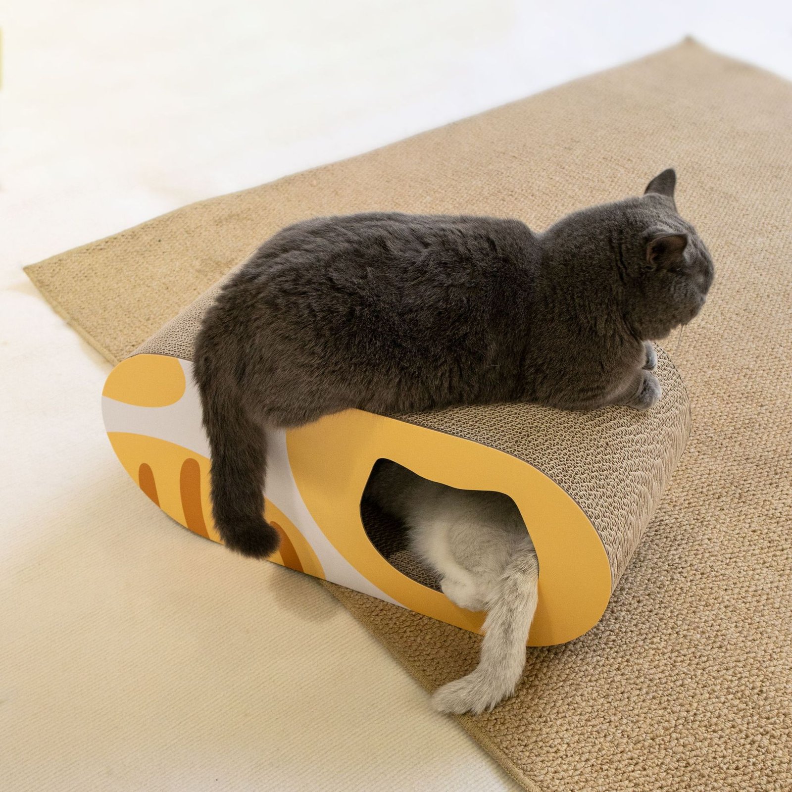 猫抓板猫窝一体耐磨抓不掉屑猫咪玩具猫隧道猫爪板磨爪板宠物用品 - 图片 3
