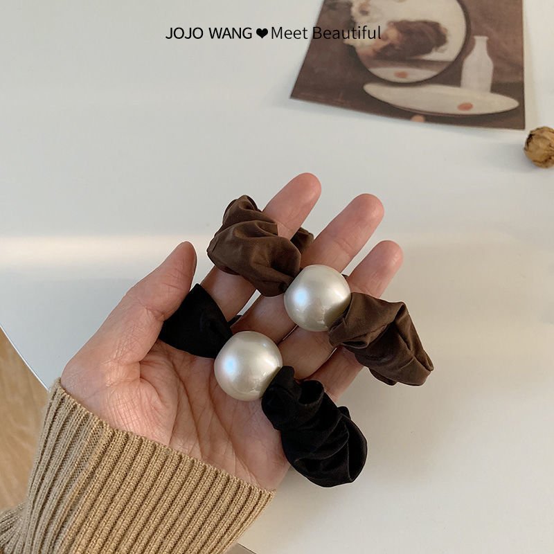 时尚珍珠大肠发圈丸子头扎头发橡皮筋气质高弹力头绳女耐用发绳 - 图片 4
