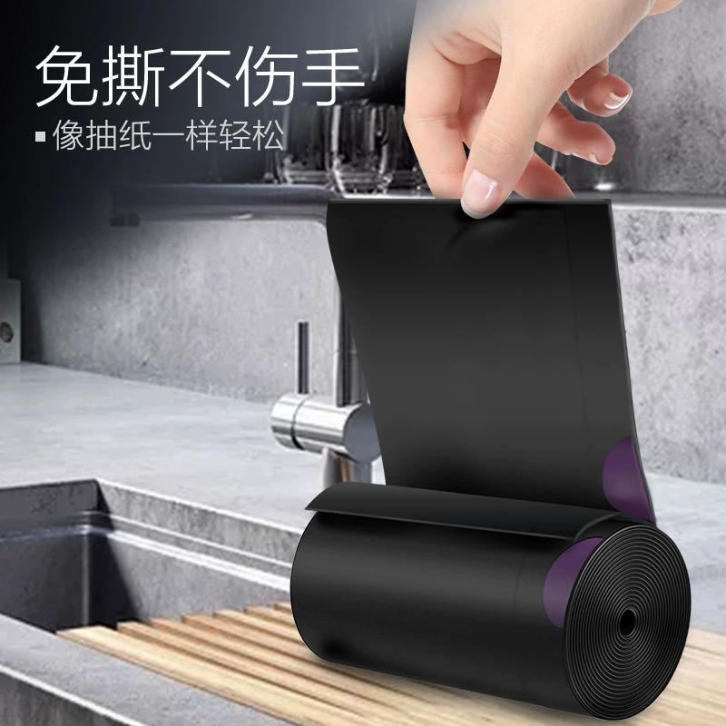 e洁黑色垃圾袋家用加厚加大塑料袋大号抽绳免撕厨房商用清洁袋 - 图片 3