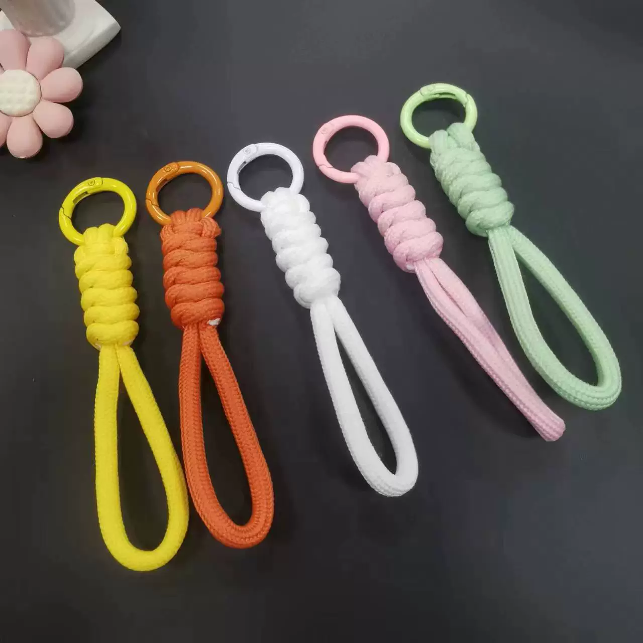 彩色钥匙扣挂绳防丢钥匙圈手机配件涤纶短绳挂件批发手机壳钥匙链 - 图片 3