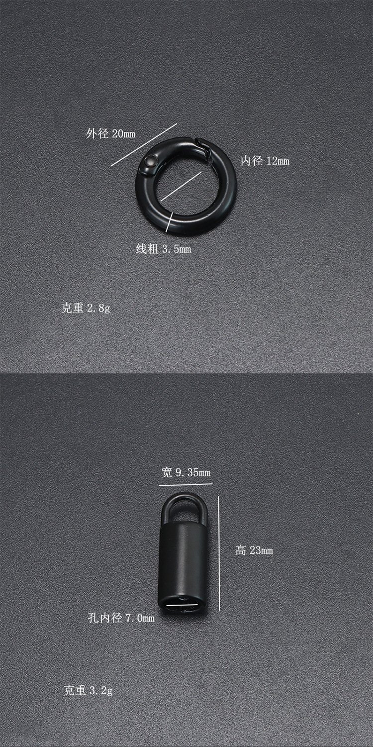 手机链扣头配件吊钟弹簧圈吊扣钩扣diy手机绳扣方形门扣手机挂扣 - 图片 3
